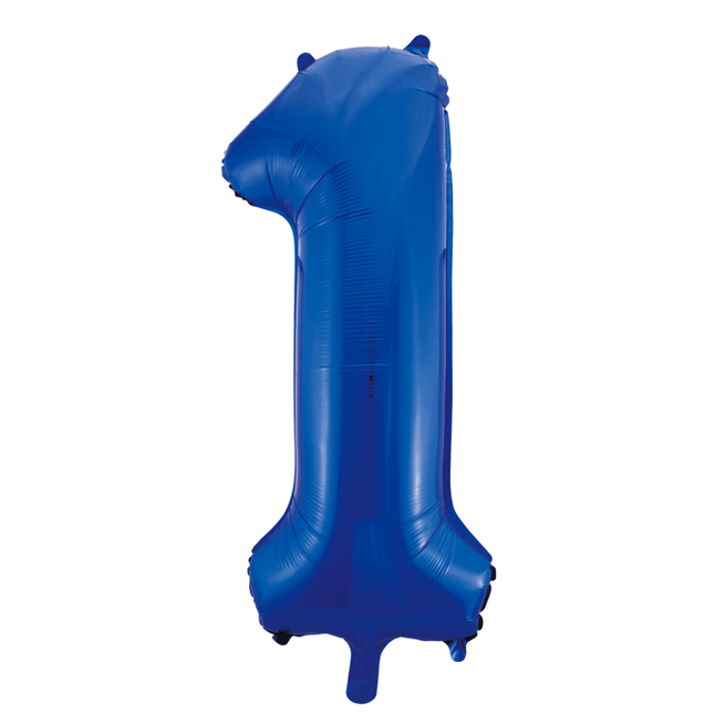 Folie Ballon Cijfer 1 Blauw XL 86cm leeg - Partywinkel - 5712735008255