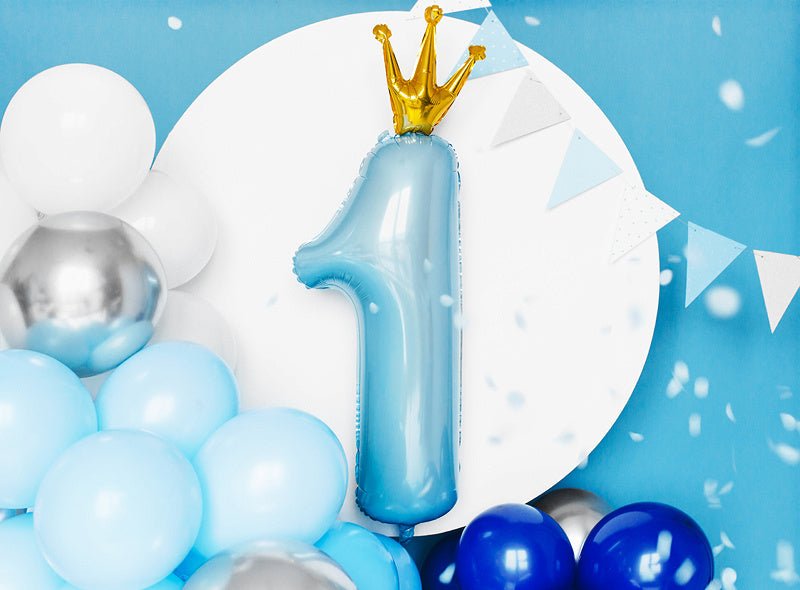 Folie Ballon Cijfer 1 Lichtblauw Leeg 1m van Partydeco koop je bij Partywinkel
