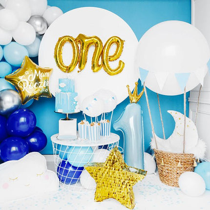 Folie Ballon Cijfer 1 Lichtblauw Leeg 1m van Partydeco koop je bij Partywinkel