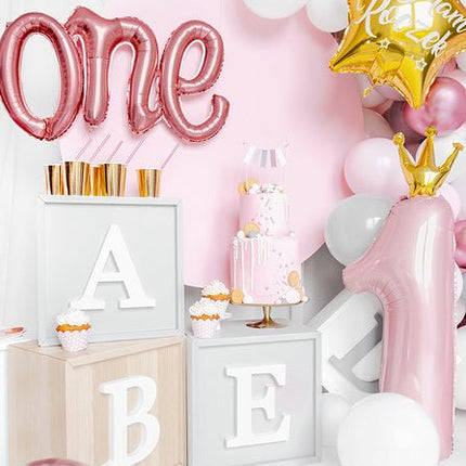 Folie Ballon Cijfer 1 Lichtroze Leeg 1m van Partydeco koop je bij Partywinkel