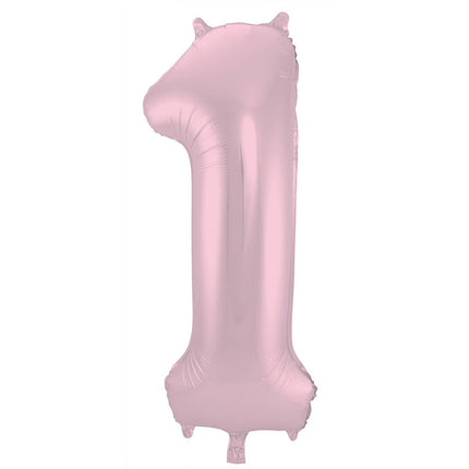 Folie Ballon Cijfer 1 Pastel Roze XL 86cm leeg van Folat koop je bij Partywinkel