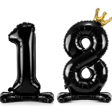 Folie Ballon Cijfer 18 Zwart Standaard Leeg 84cm van Partydeco koop je bij Partywinkel