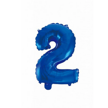 Folie Ballon Cijfer 2 Blauw 41cm met Rietje van WeFiesta koop je bij Partywinkel