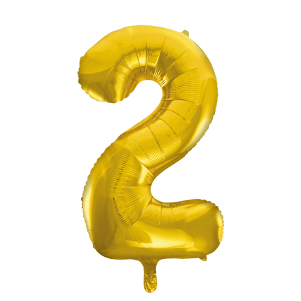Folie Ballon Cijfer 2 Goud XL 86cm leeg - Partywinkel - 5712735006695