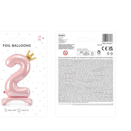 Folie Ballon Cijfer 2 Lichtroze Standaard Leeg 84cm van Partydeco koop je bij Partywinkel