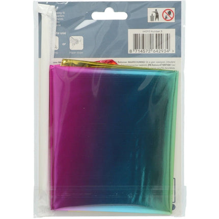 Folie Ballon Cijfer 3 Regenboog met standaard 72cm van Folat koop je bij Partywinkel
