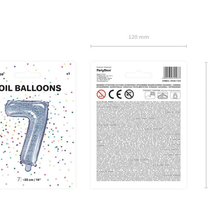 Folie Ballon Cijfer 7 Holografisch 35cm van Partydeco koop je bij Partywinkel