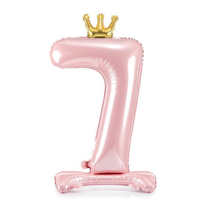 Folie Ballon Cijfer 7 Lichtroze Standaard Leeg 84cm van Partydeco koop je bij Partywinkel