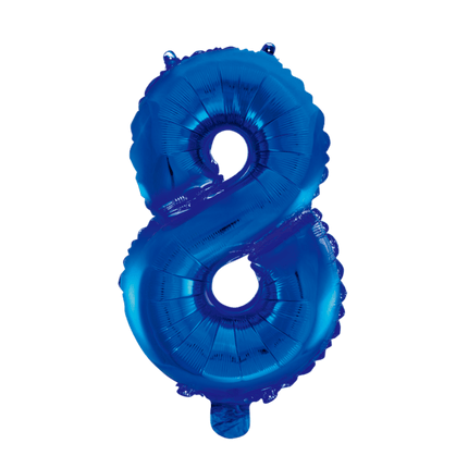 Folie Ballon Cijfer 8 Blauw XL 86cm leeg - Partywinkel - 5712735007234