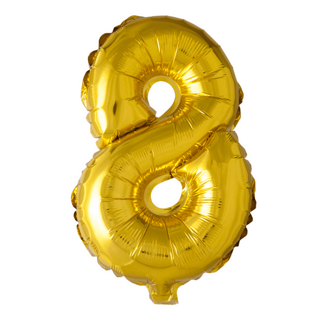 Folie Ballon Cijfer 8 Goud XL 86cm leeg - Partywinkel - 5712735006756