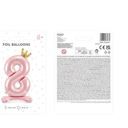Folie Ballon Cijfer 8 Lichtroze Standaard Leeg 84cm van Partydeco koop je bij Partywinkel