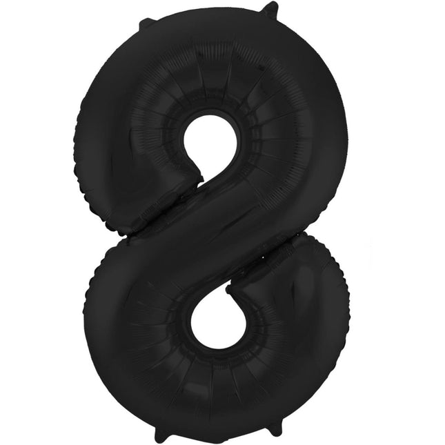 Folie Ballon Cijfer 8 Mat Zwart XL 86cm leeg van Folat koop je bij Partywinkel
