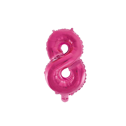 Folie Ballon Cijfer 8 Roze 41cm met Rietje van WeFiesta koop je bij Partywinkel