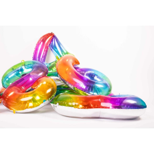 Folie Ballon Cijfer 9 Regenboog XL 81cm leeg van Folat koop je bij Partywinkel