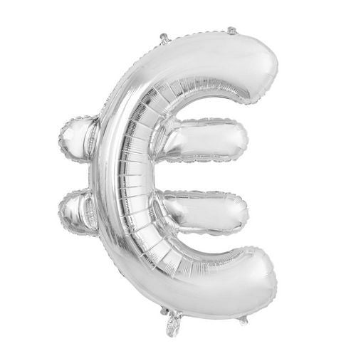 Folie Ballon Euroteken Zilver XL 102cm leeg van WeFiesta koop je bij Partywinkel