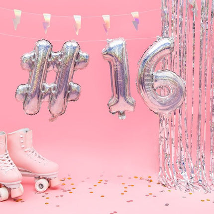 Folie Ballon Hashtag  Holografisch 35cm van Partydeco koop je bij Partywinkel