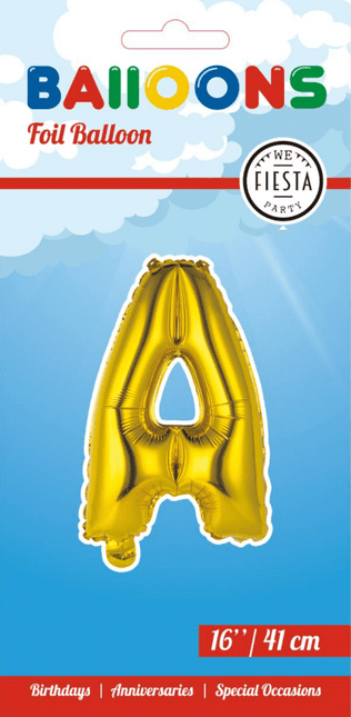 Folie Ballon Letter A Goud 41cm met Rietje van WeFiesta koop je bij Partywinkel