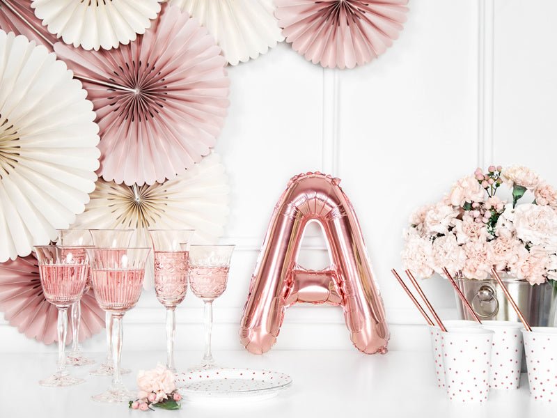 Folie Ballon Letter A Rose Goud Leeg 35cm van Partydeco koop je bij Partywinkel