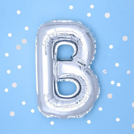 Folie Ballon Letter B Zilver Leeg 35cm van Partydeco koop je bij Partywinkel