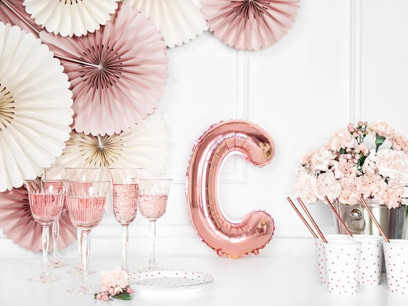 Folie Ballon Letter C Rose Goud Leeg 35cm van Partydeco koop je bij Partywinkel