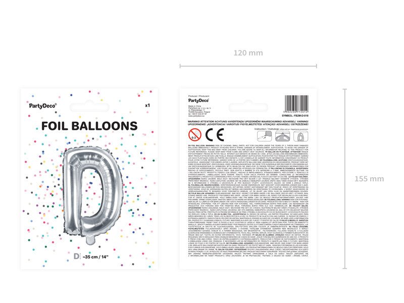 Folie Ballon Letter D Zilver Leeg 35cm van Partydeco koop je bij Partywinkel