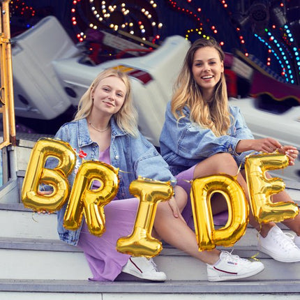 Folie Ballon Letter E Goud Leeg 35cm van Partydeco koop je bij Partywinkel