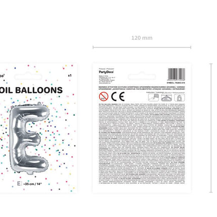 Folie Ballon Letter E Zilver Leeg 35cm van Partydeco koop je bij Partywinkel