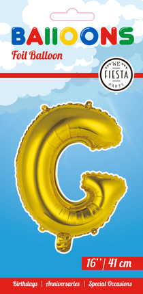 Folie Ballon Letter G Goud 41cm met Rietje van WeFiesta koop je bij Partywinkel