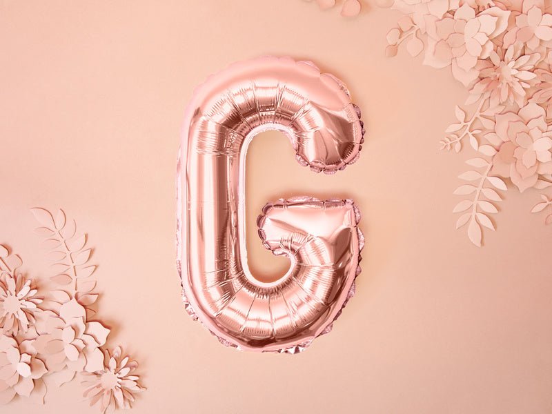 Folie Ballon Letter G Rose Goud Leeg 35cm van Partydeco koop je bij Partywinkel