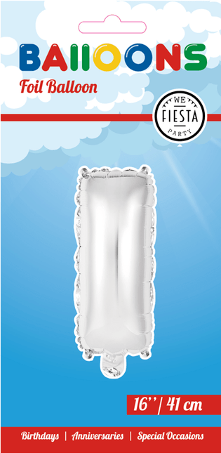 Folie Ballon Letter I Zilver 41cm met Rietje van WeFiesta koop je bij Partywinkel