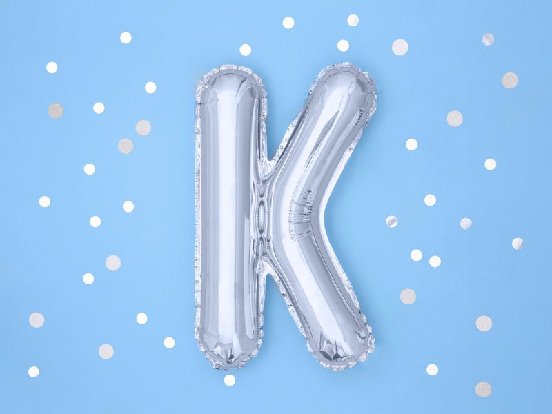 Folie Ballon Letter K Zilver Leeg 35cm van Partydeco koop je bij Partywinkel