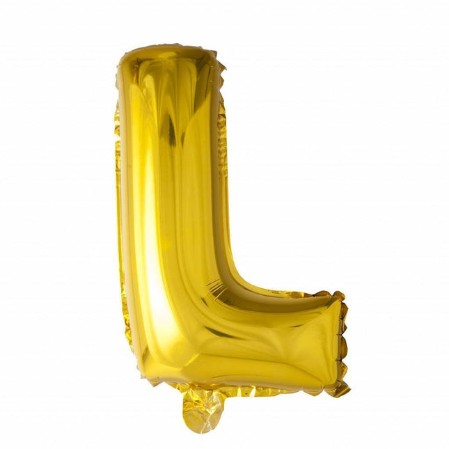 Folie Ballon Letter L Goud 41cm met Rietje van WeFiesta koop je bij Partywinkel