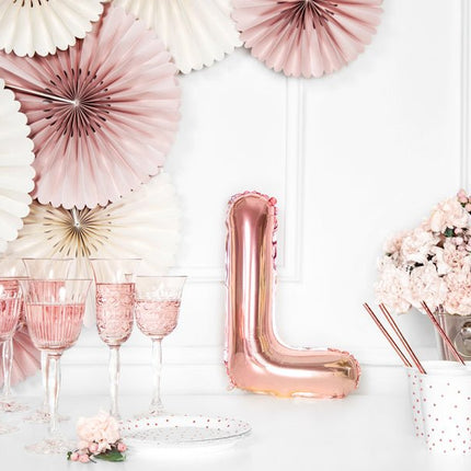 Folie Ballon Letter L Rose Goud Leeg 35cm van Partydeco koop je bij Partywinkel