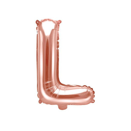 Folie Ballon Letter L Rose Goud Leeg 35cm van Partydeco koop je bij Partywinkel
