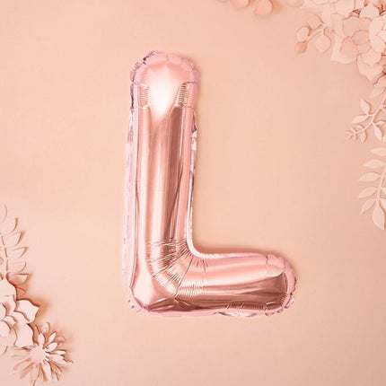 Folie Ballon Letter L Rose Goud Leeg 35cm van Partydeco koop je bij Partywinkel