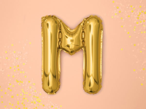 Folie Ballon Letter M Goud Leeg 35cm van Partydeco koop je bij Partywinkel