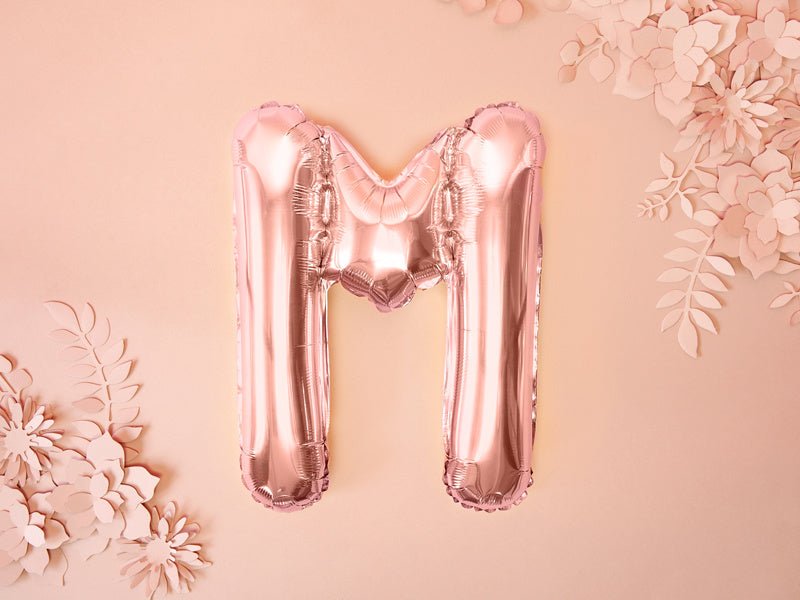 Folie Ballon Letter M Rose Goud Leeg 35cm van Partydeco koop je bij Partywinkel