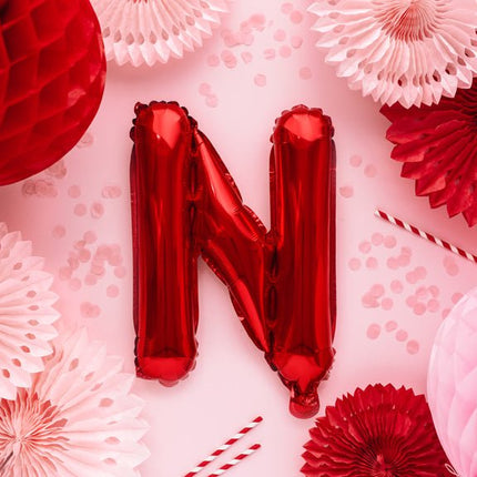 Folie Ballon Letter N Rood Leeg 35cm van Partydeco koop je bij Partywinkel