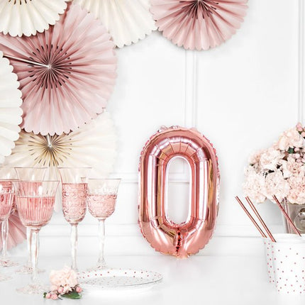 Folie Ballon Letter O Rose Goud Leeg 35cm van Partydeco koop je bij Partywinkel
