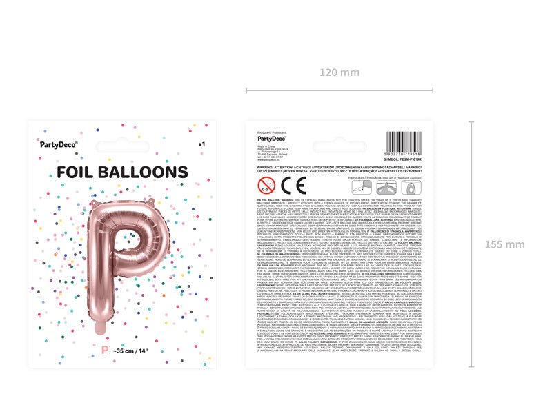 Folie Ballon Letter P Rose Goud Leeg 35cm van Partydeco koop je bij Partywinkel
