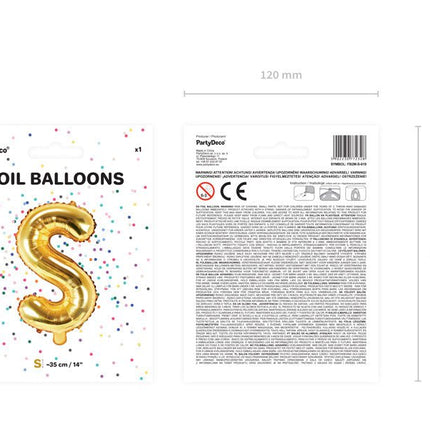 Folie Ballon Letter S Goud Leeg 35cm van Partydeco koop je bij Partywinkel