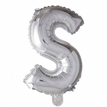 Folie Ballon Letter S Zilver XL 102cm leeg van WeFiesta koop je bij Partywinkel
