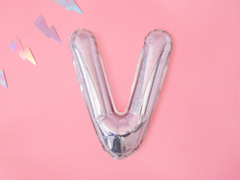 Folie Ballon Letter V Holografisch Leeg 35cm van Partydeco koop je bij Partywinkel