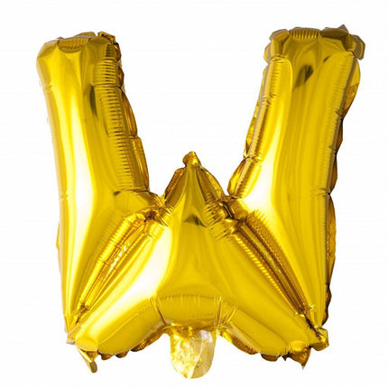 Folie Ballon Letter W Goud 41cm met Rietje van WeFiesta koop je bij Partywinkel