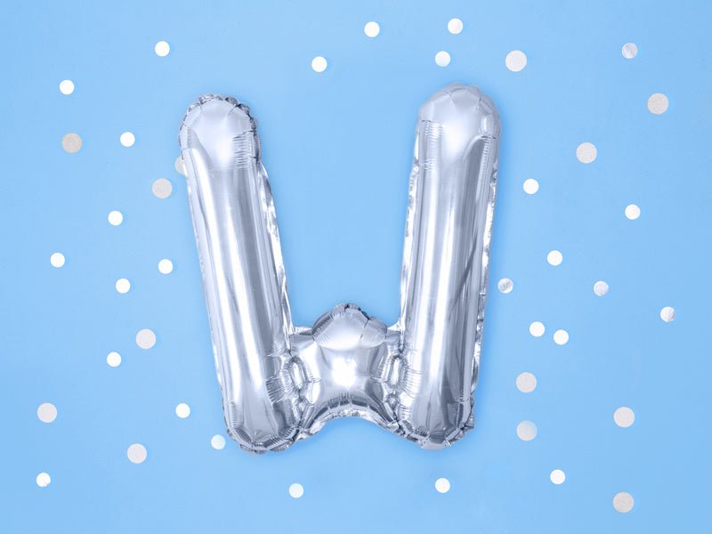Folie Ballon Letter W Zilver Leeg 35cm van Partydeco koop je bij Partywinkel