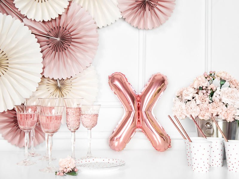 Folie Ballon Letter X Rose Goud Leeg 35cm van Partydeco koop je bij Partywinkel