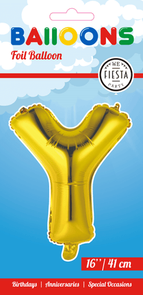 Folie Ballon Letter Y Goud 41cm met Rietje van WeFiesta koop je bij Partywinkel