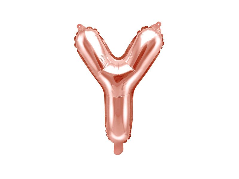 Folie Ballon Letter Y Rose Goud Leeg 35cm van Partydeco koop je bij Partywinkel