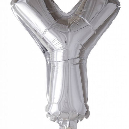 Folie Ballon Letter Y Zilver 41cm met Rietje van WeFiesta koop je bij Partywinkel