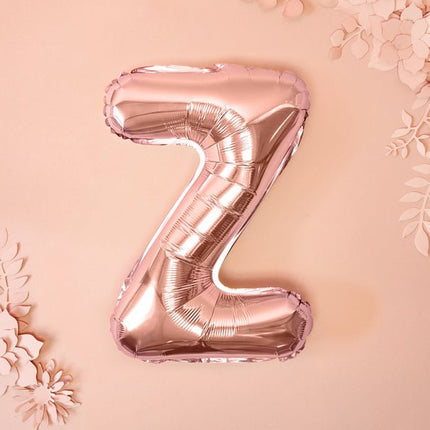Folie Ballon Letter Z Rose Goud Leeg 35cm van Partydeco koop je bij Partywinkel